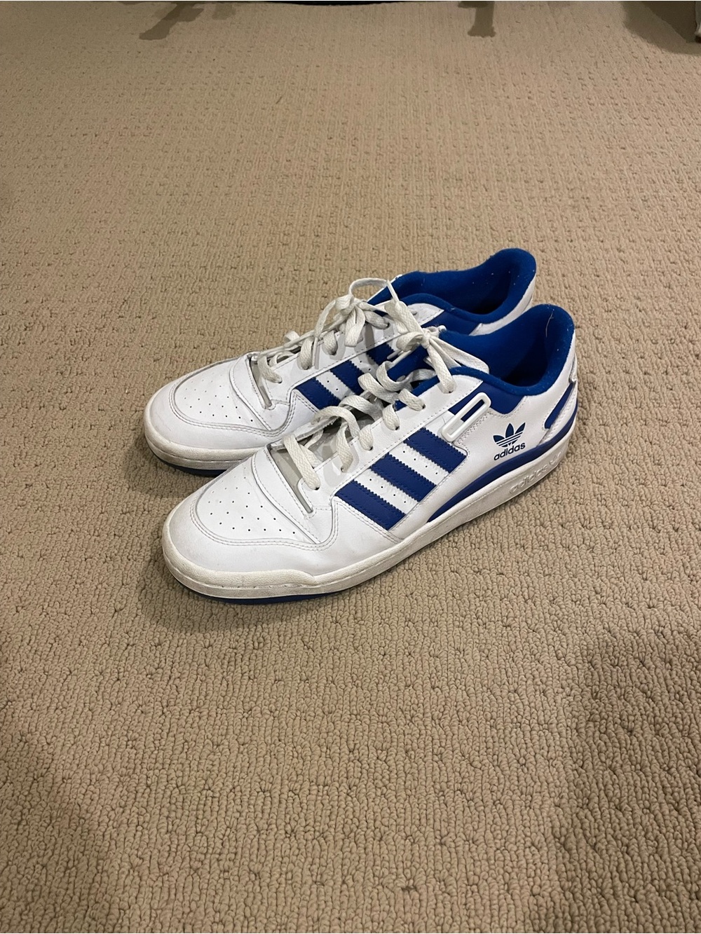 adidas White and Blue Men's Low-Top Sneakers